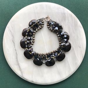 Black Multi Stand Chunky Collar Statement Necklace